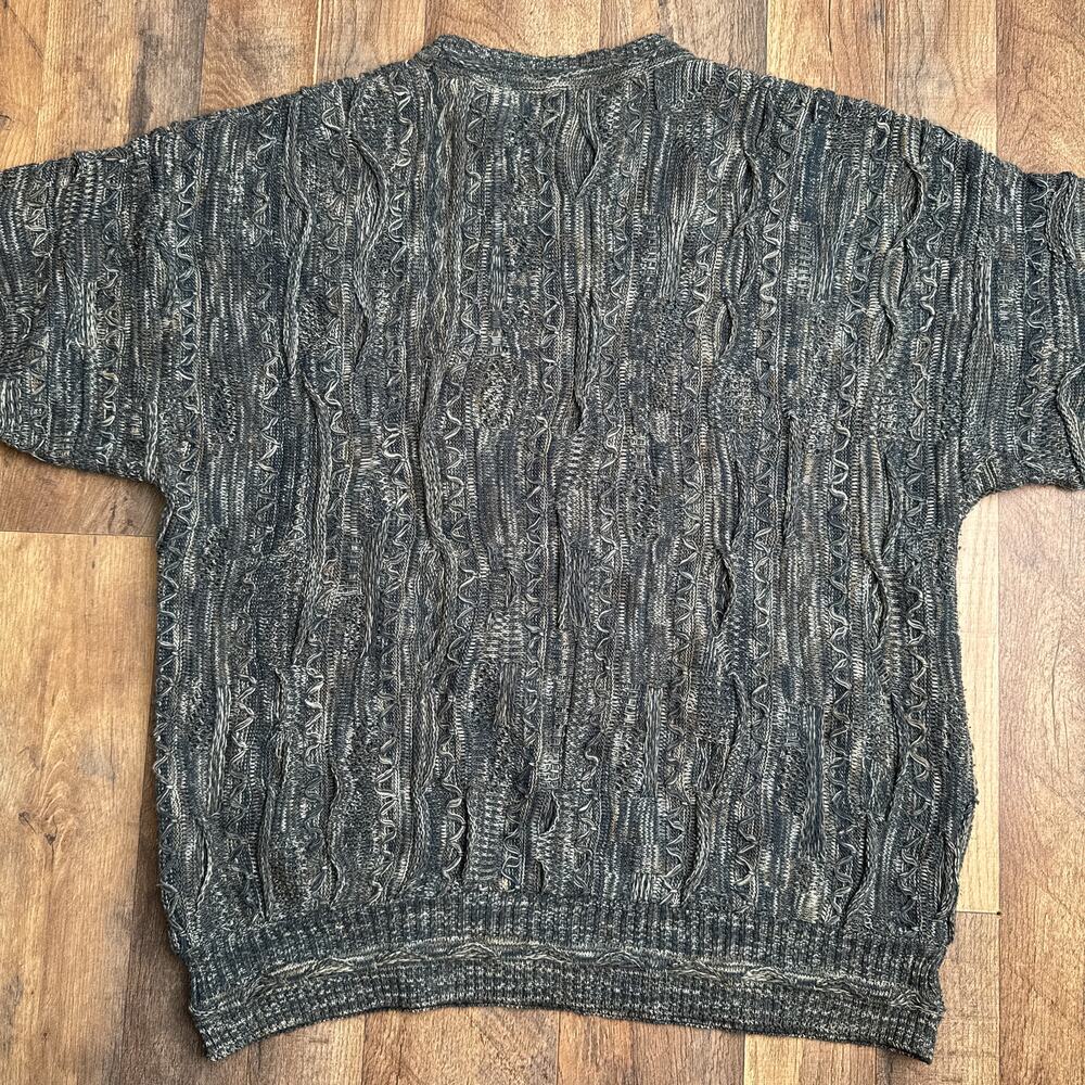 J Ferrar Coogi Style Sweater Men's Medium Gray Crew Neck Textured‎ Knit 6493 - Picture 4 of 9